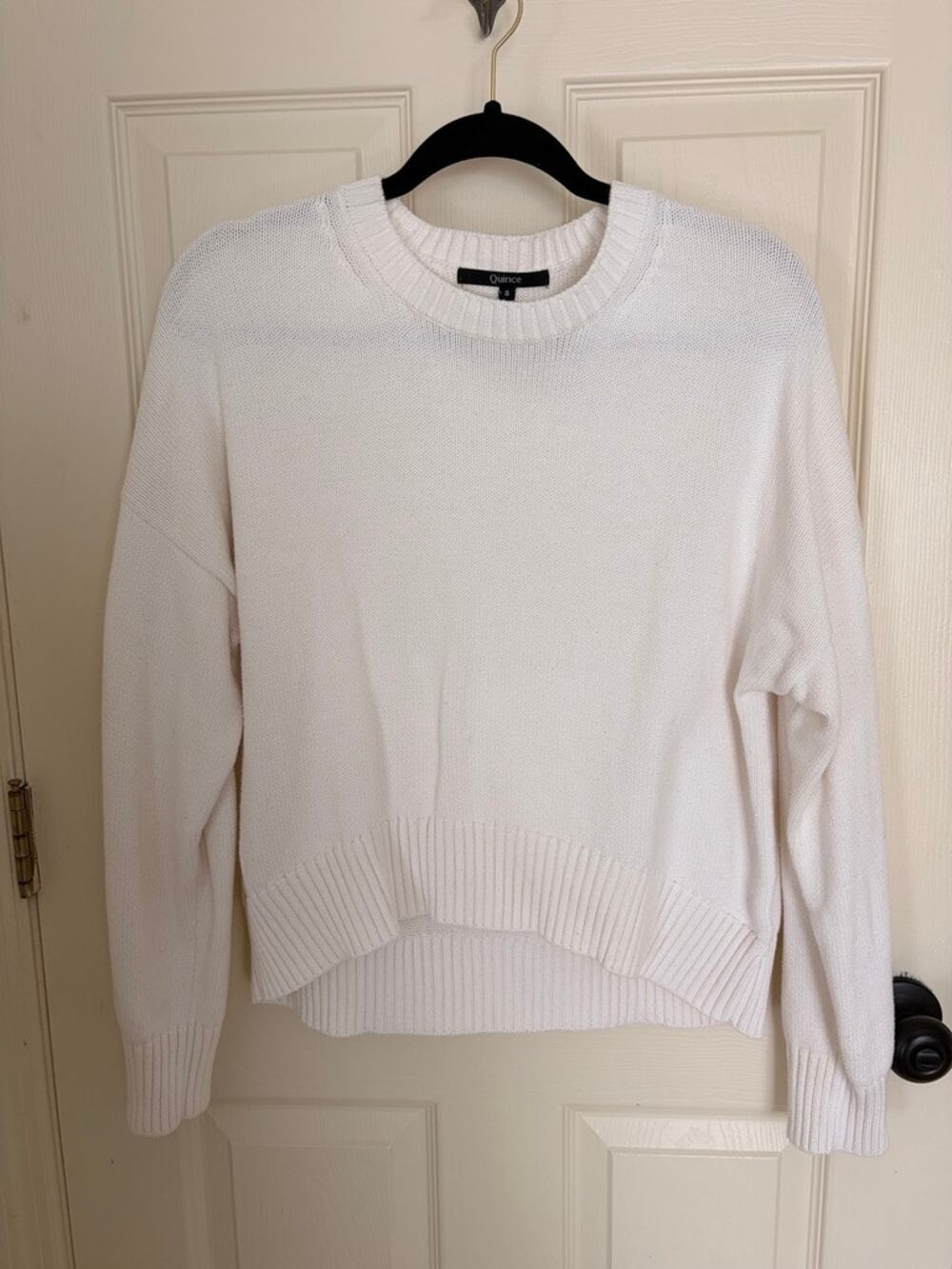 Quince White 100% Organic Cotton Crewneck Sweater S